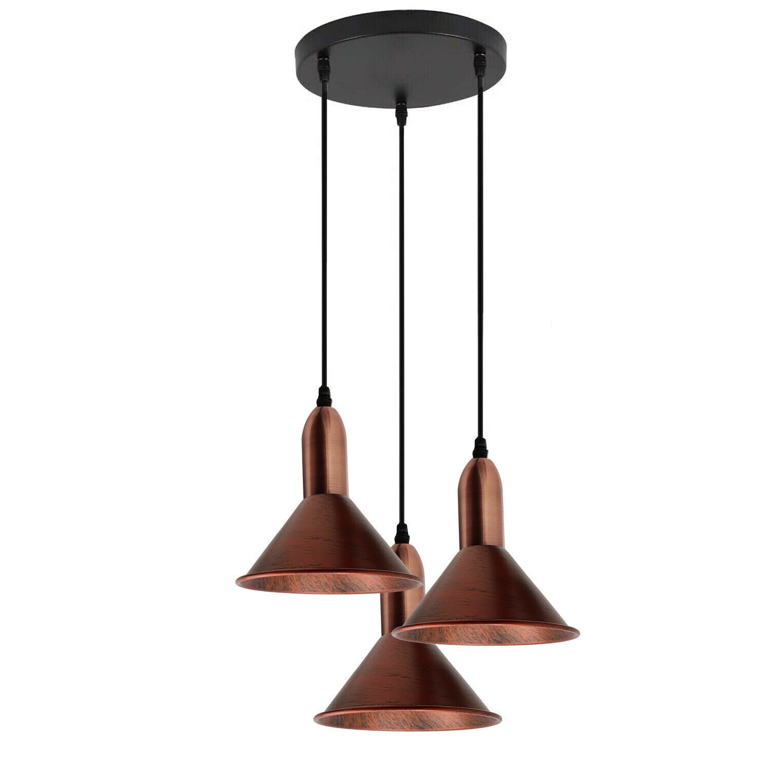 Retro Style 3 Way Rustic Red Metal Pendant Ceiling Light Fitting~1582