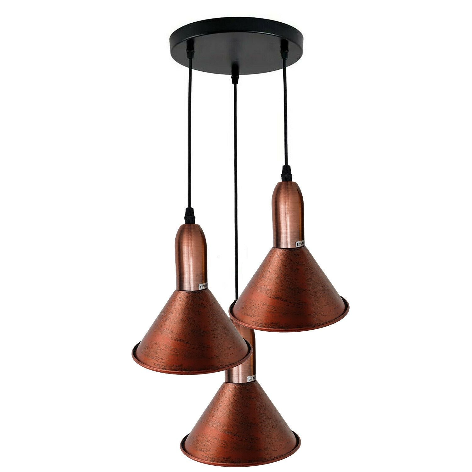 Retro Style 3 Way Rustic Red Metal Pendant Ceiling Light Fitting~1582