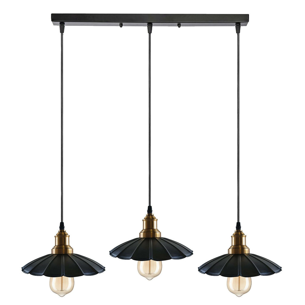 Black 3 Pendant Light with Gold holder~1487