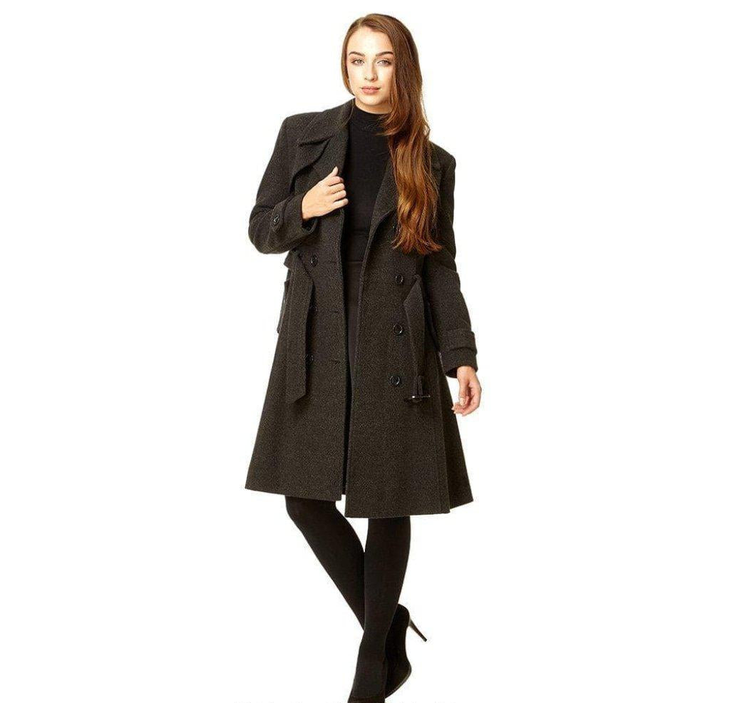 Wool Blend Double Breasted Coat