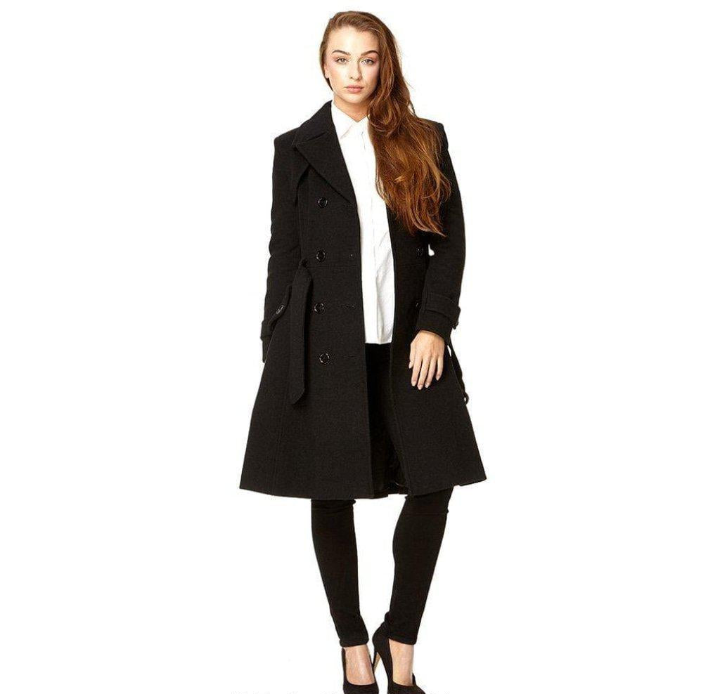 Wool Blend Double Breasted Coat