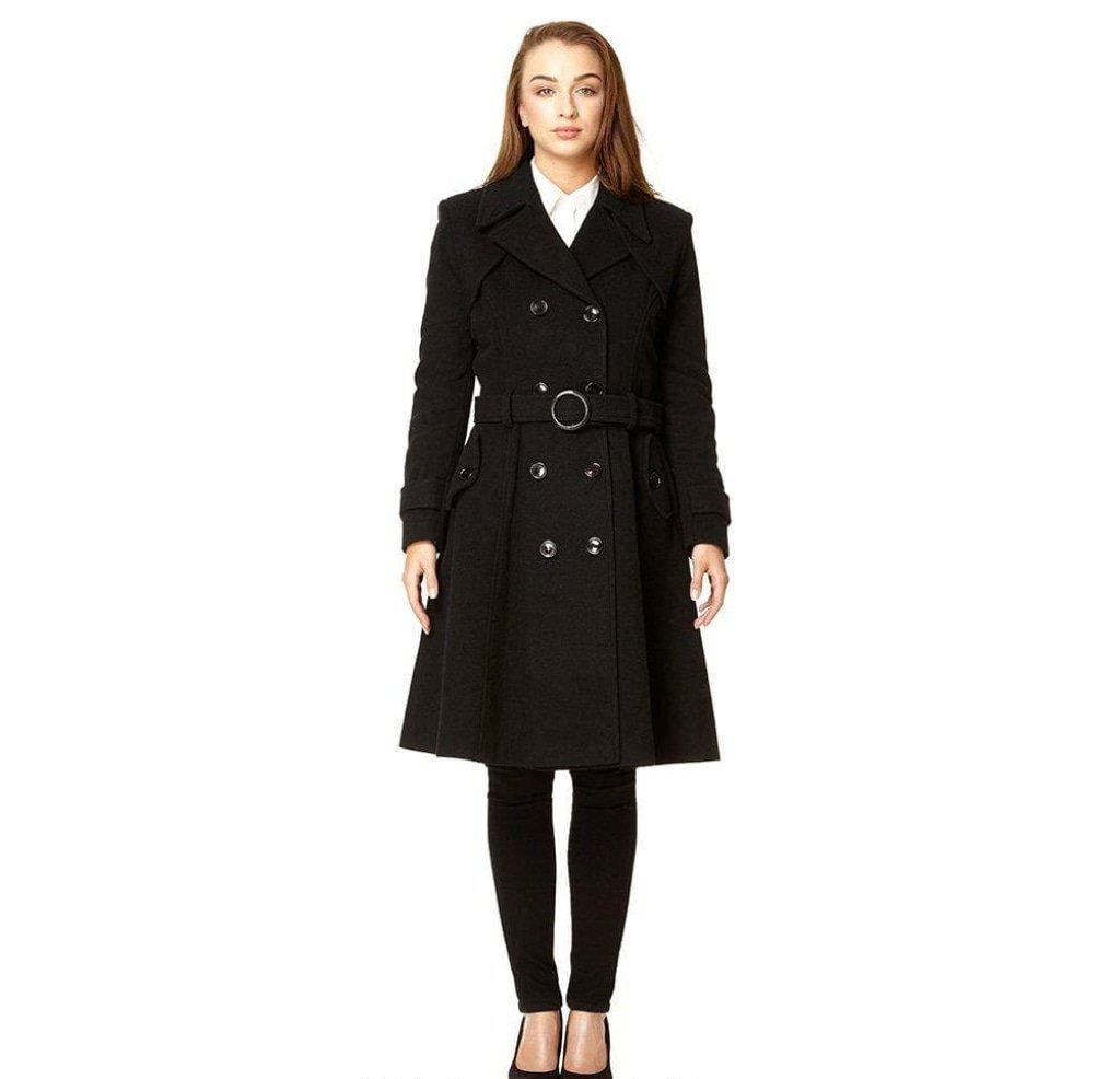 Wool Blend Double Breasted Coat