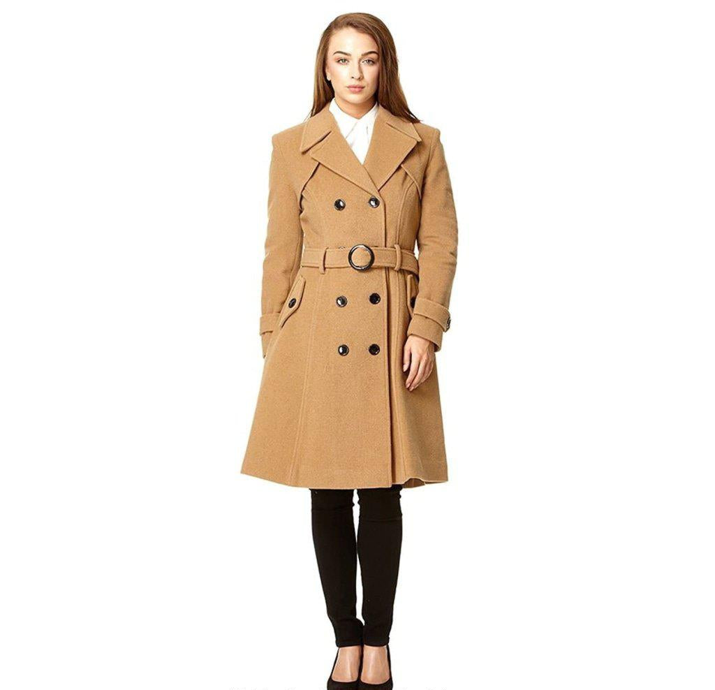 Wool Blend Double Breasted Coat