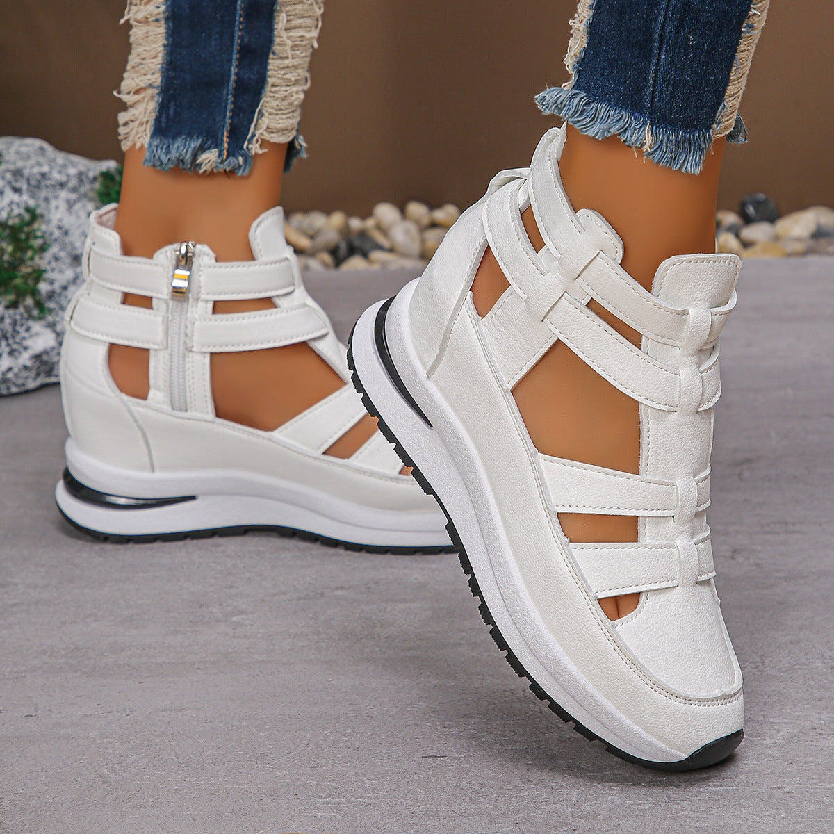Women's Hollow-out Breathable Plus Size Sponge Cake Platform Sandals