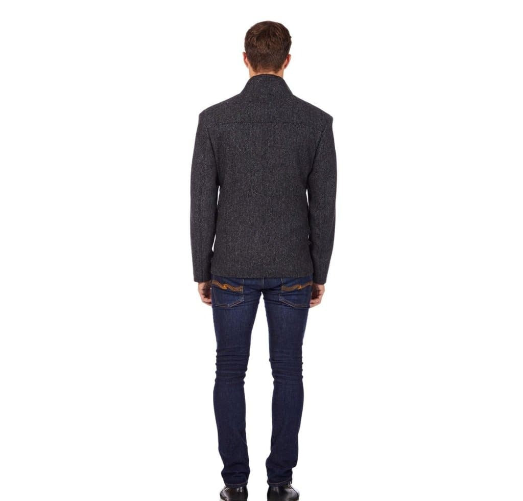 De La Creme MAN - Herringbone Tweed Blend Short Reefer Coat