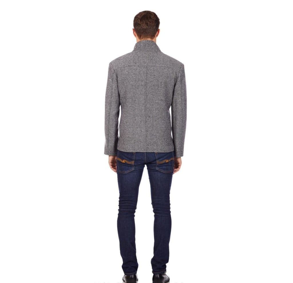 De La Creme MAN - Herringbone Tweed Blend Short Reefer Coat