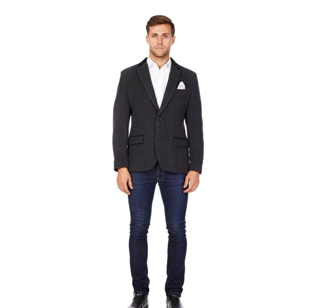 Wool Blend Velvet Trim Formal/Casual Blazer