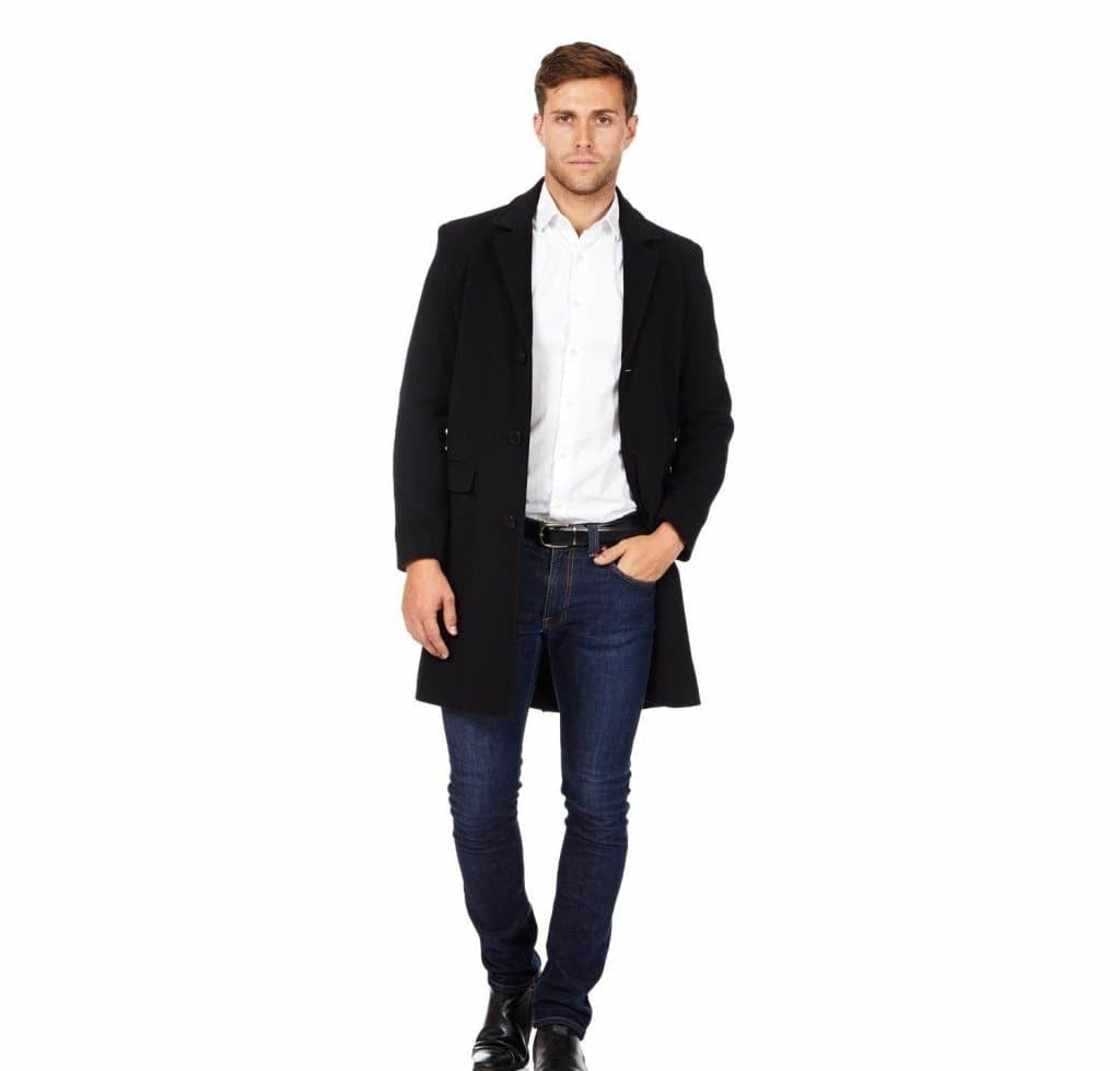 Men's Single Breasted Wool Mix Overcoat