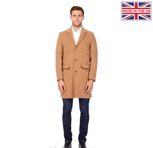 Men's Single Breasted Wool Mix Overcoat