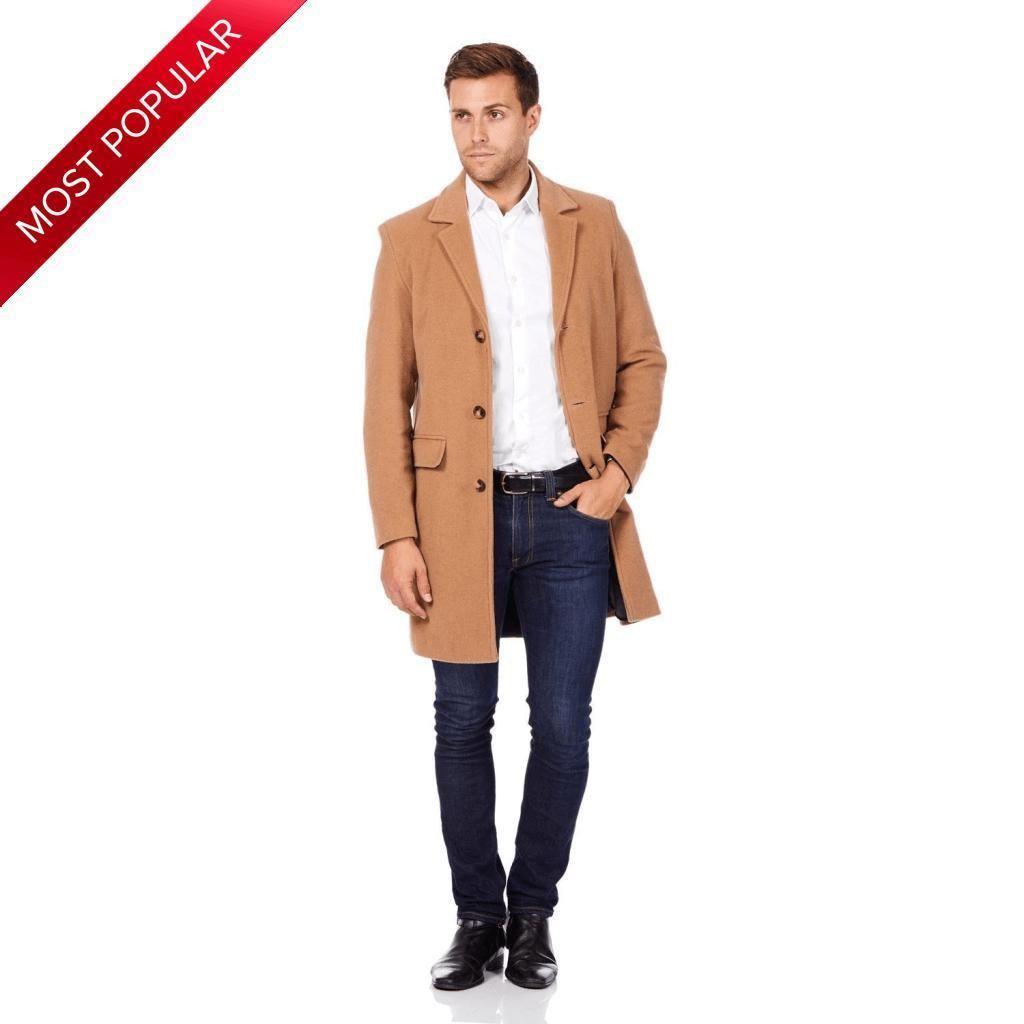 Men's Single Breasted Wool Mix Overcoat