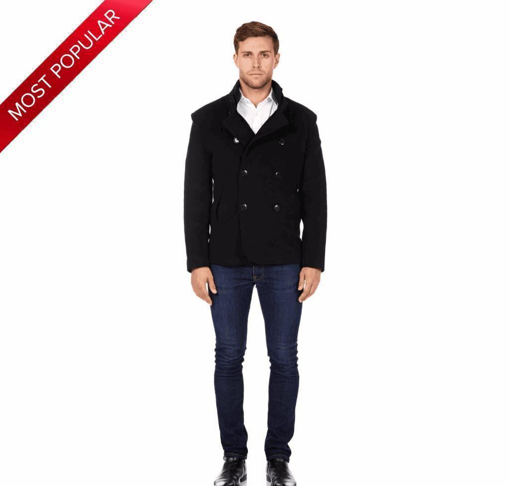Men's Wool Blend Double Breasted Short Reefer Coat