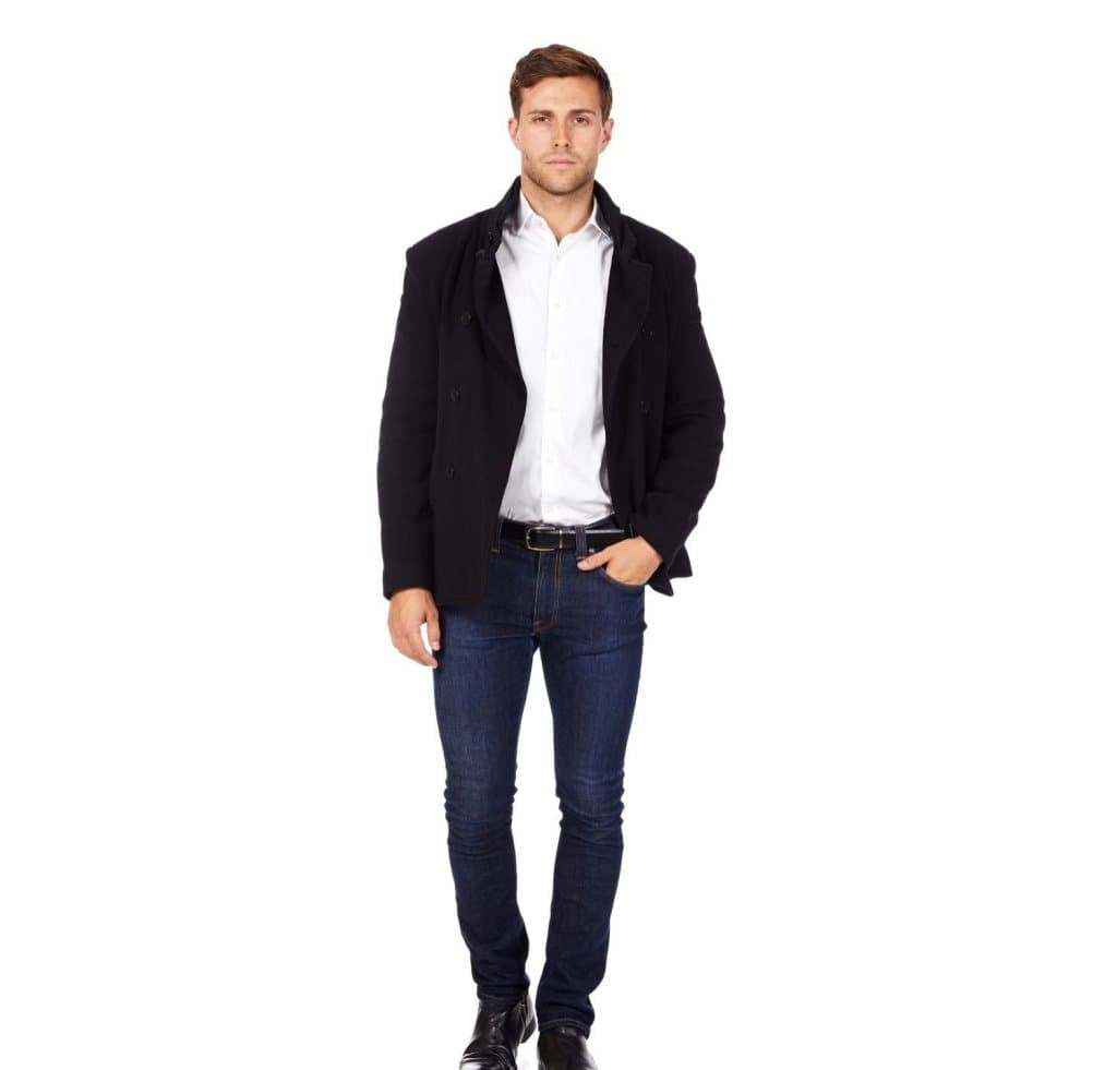 Men's Wool Blend Double Breasted Short Reefer Coat