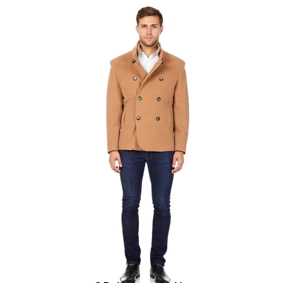 Men's Wool Blend Double Breasted Short Reefer Coat