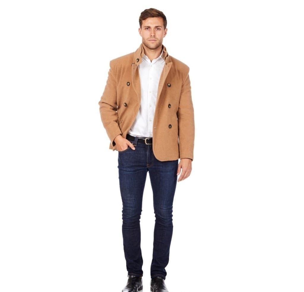 Men's Wool Blend Double Breasted Short Reefer Coat