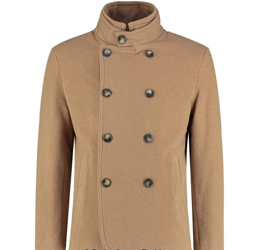 Men's Wool Blend Double Breasted Short Reefer Coat