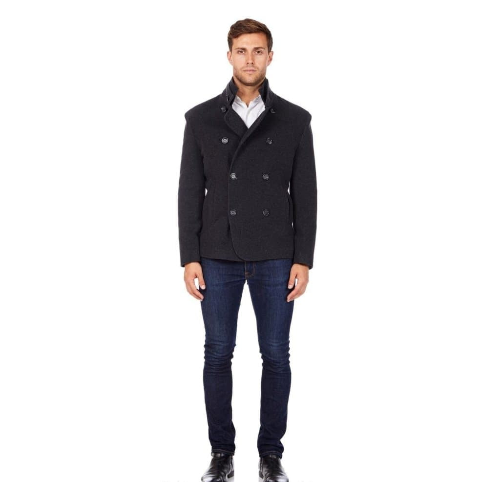 Men's Wool Blend Double Breasted Short Reefer Coat