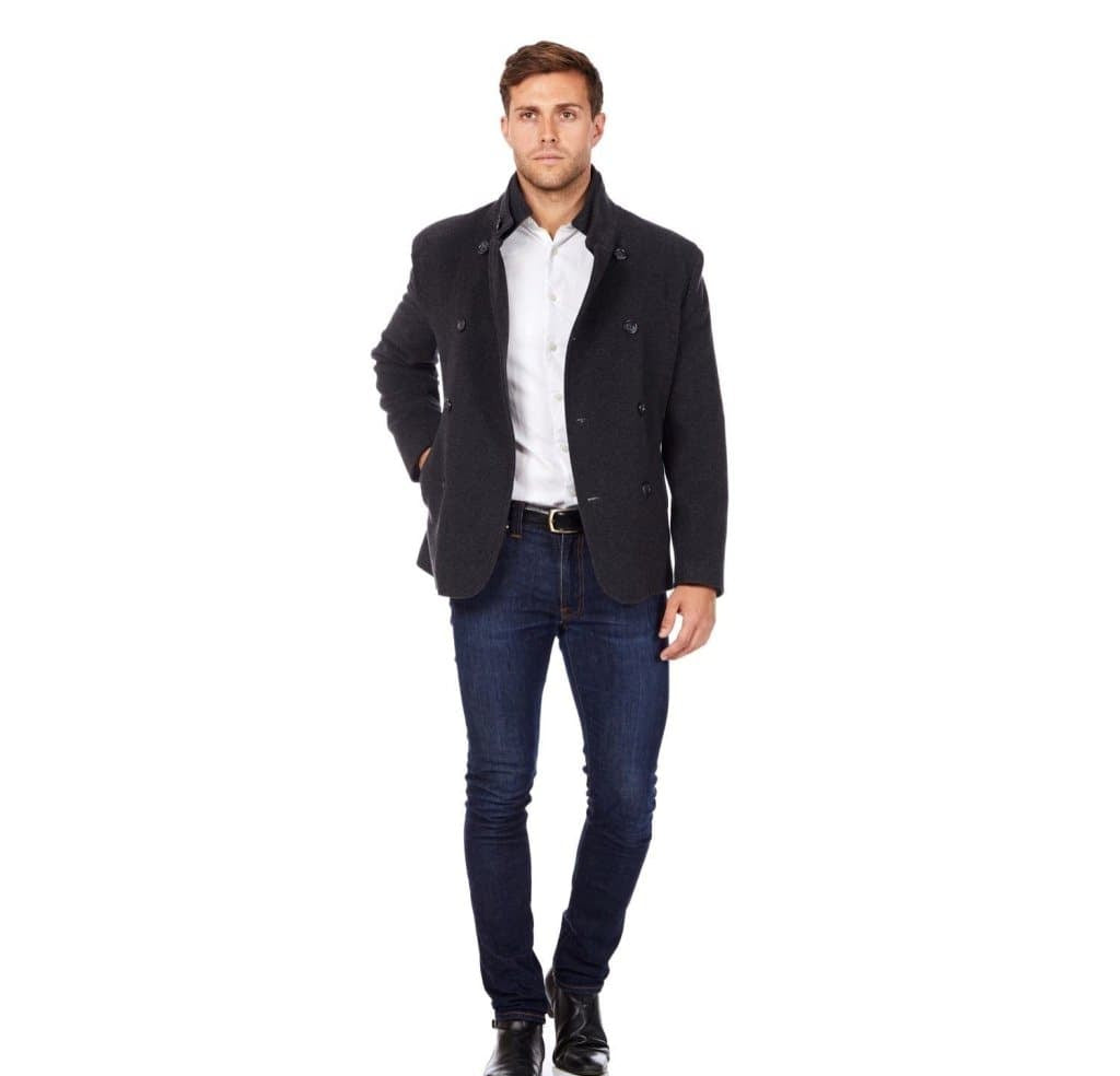 Men's Wool Blend Double Breasted Short Reefer Coat
