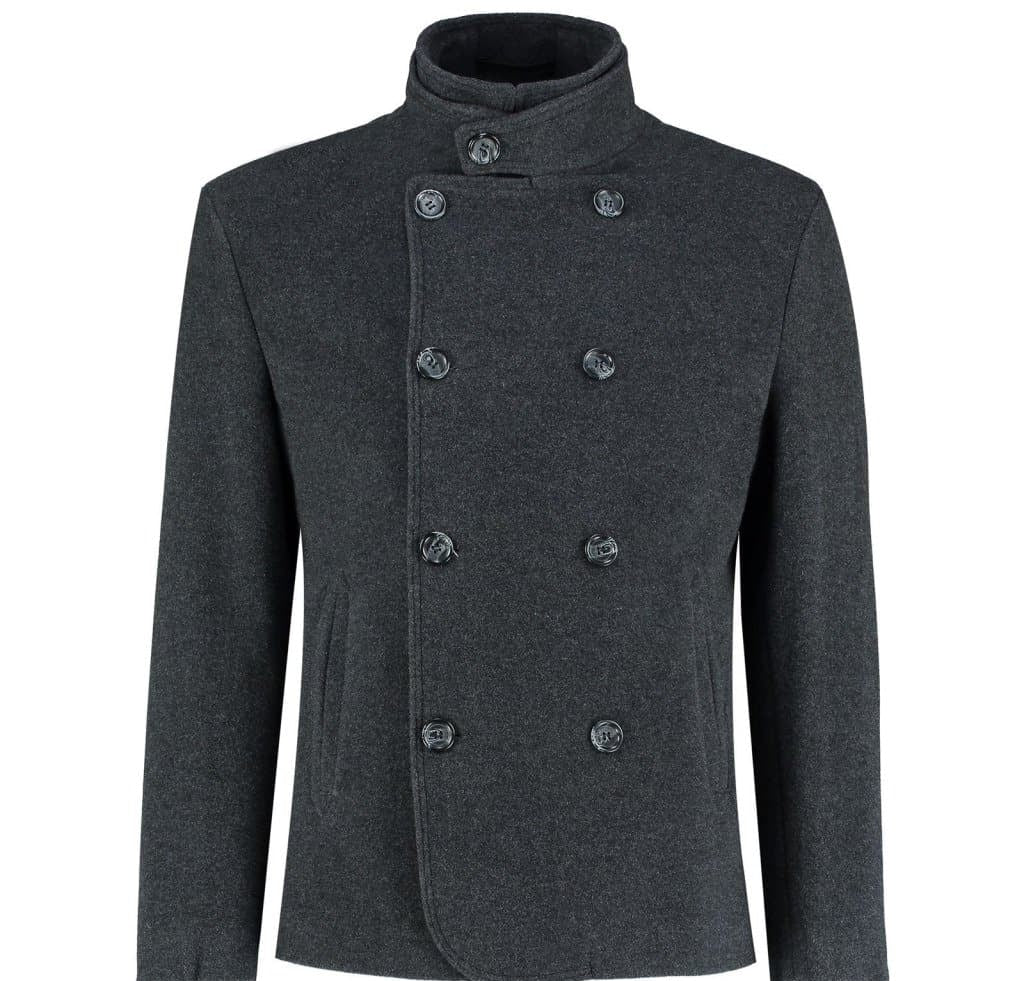 Men's Wool Blend Double Breasted Short Reefer Coat