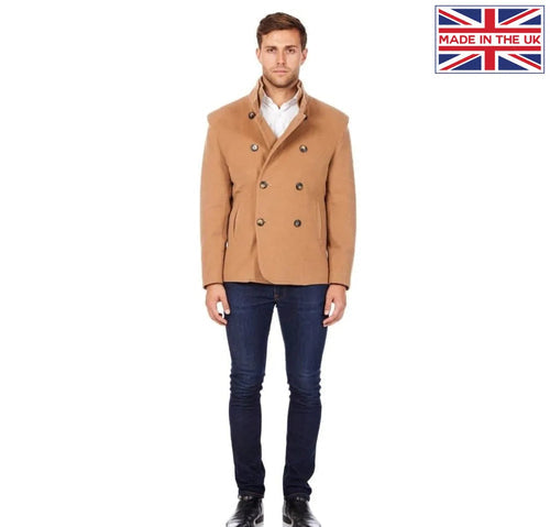 Men's Wool Blend Double Breasted Short Reefer Coat