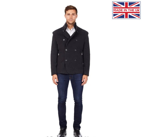 Men's Wool Blend Double Breasted Short Reefer Coat