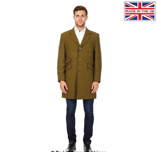 Mens Wool Blend Herringbone Design Coat