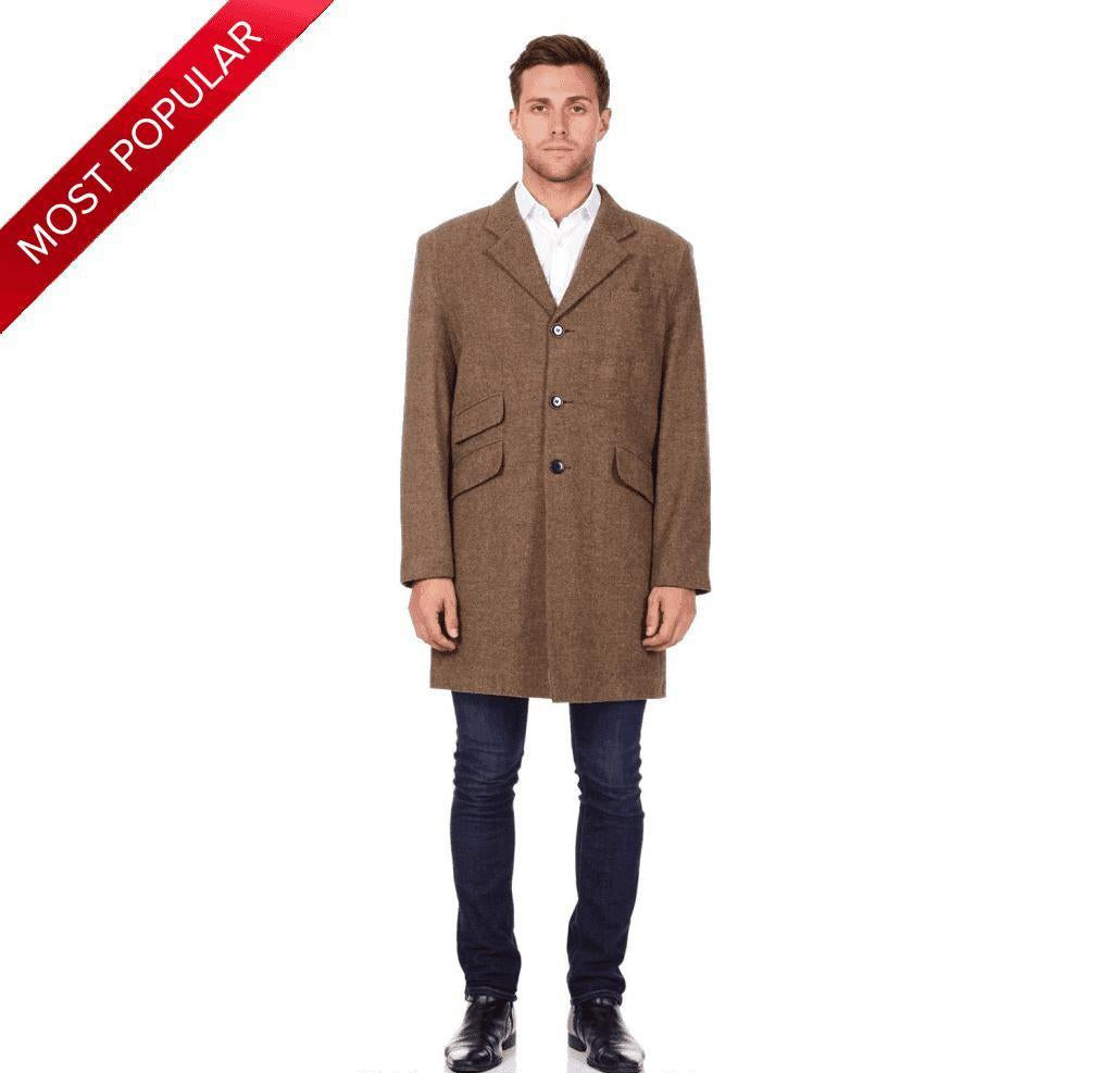 Mens Wool Blend Herringbone Design Coat