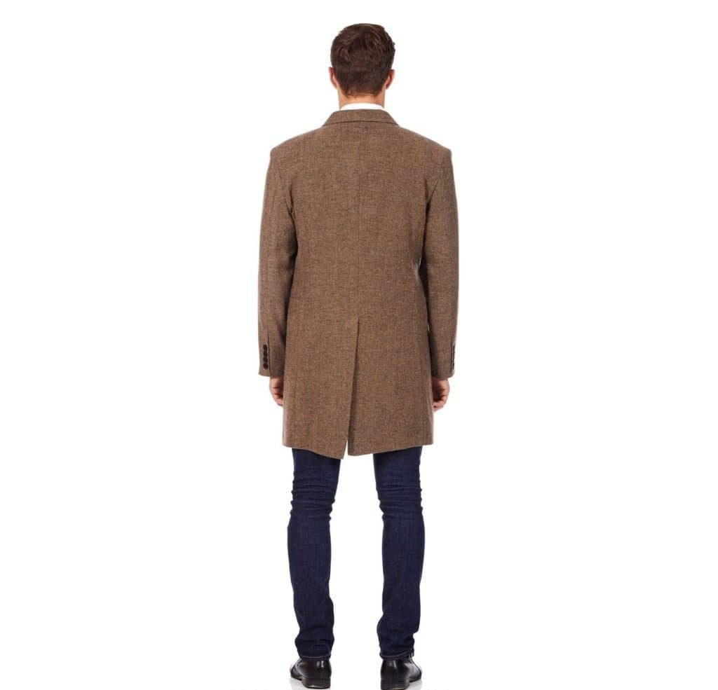 Mens Wool Blend Herringbone Design Coat