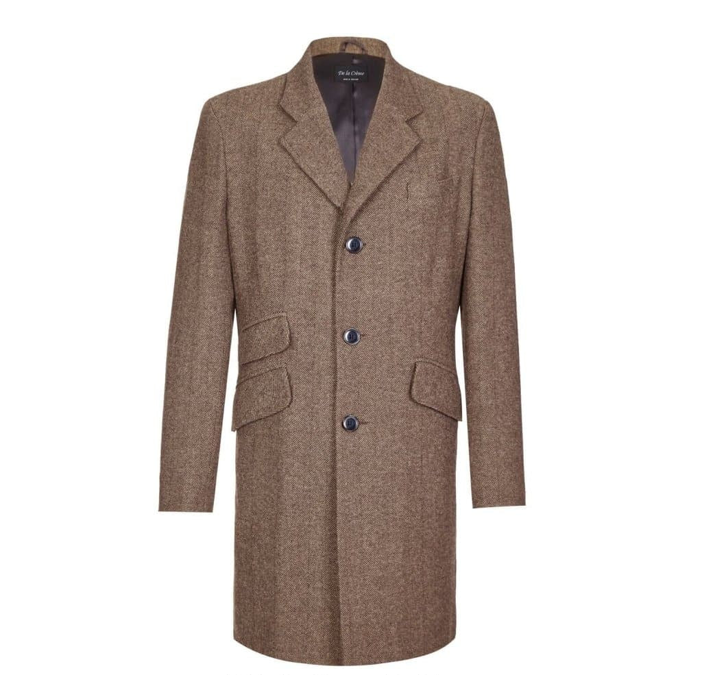 Mens Wool Blend Herringbone Design Coat