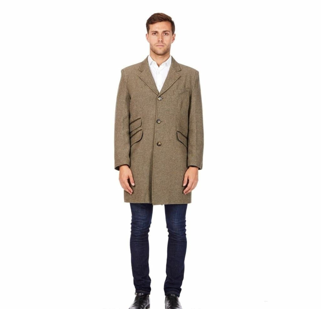 Mens Wool Blend Herringbone Design Coat