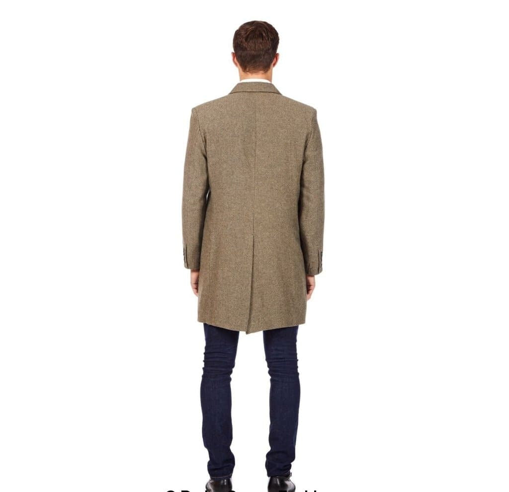 Mens Wool Blend Herringbone Design Coat