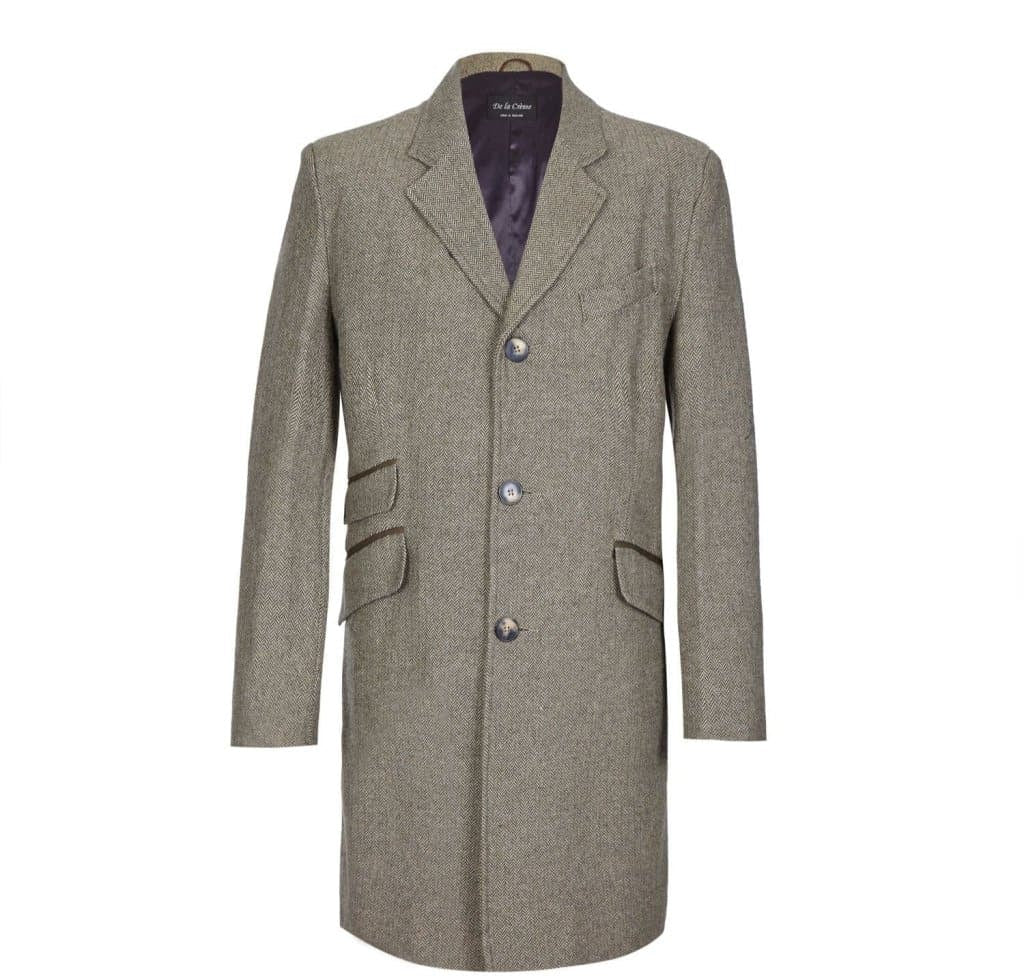 Mens Wool Blend Herringbone Design Coat