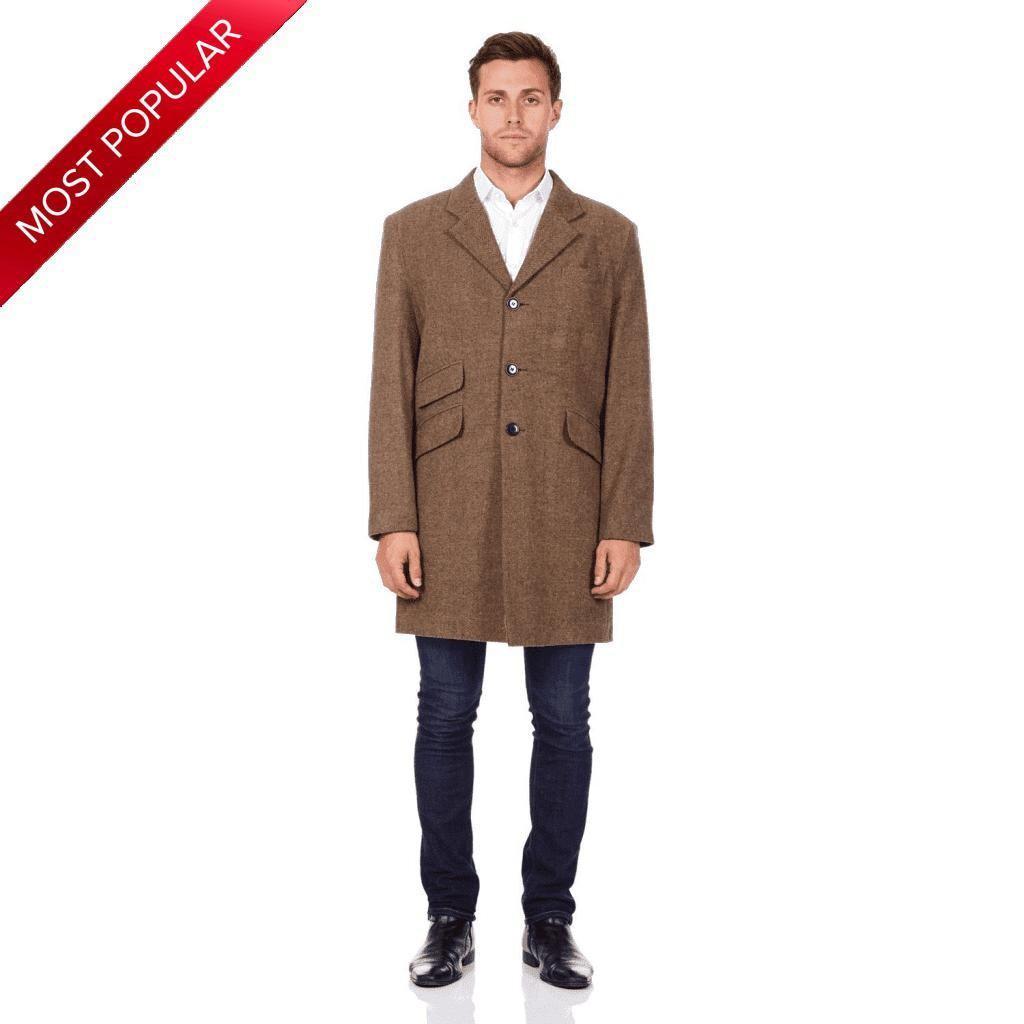 Mens Wool Blend Herringbone Design Coat