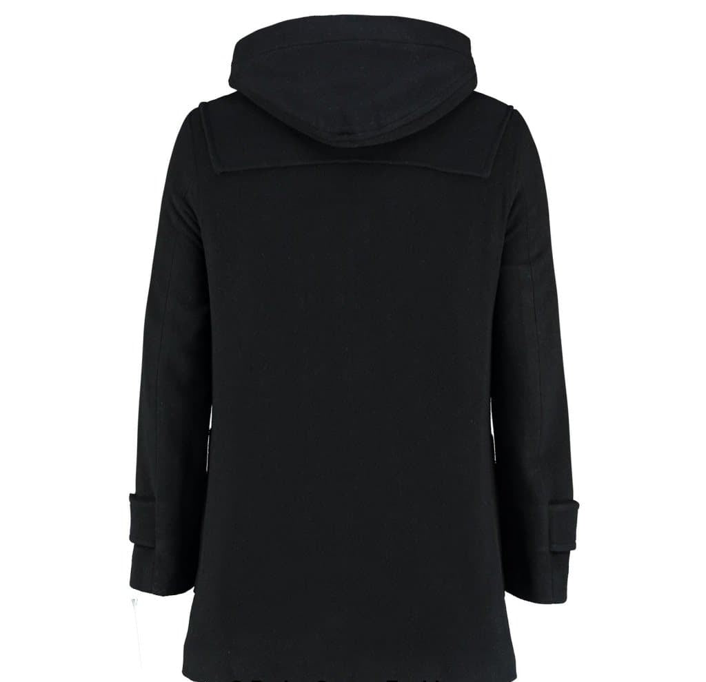 Black coat with a hood on a white background