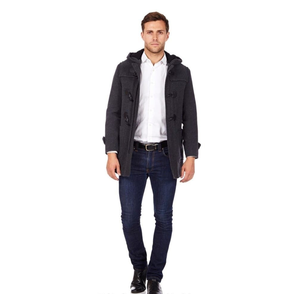 CLAREMONT - Mens Wool Blend Hooded Duffle Coat