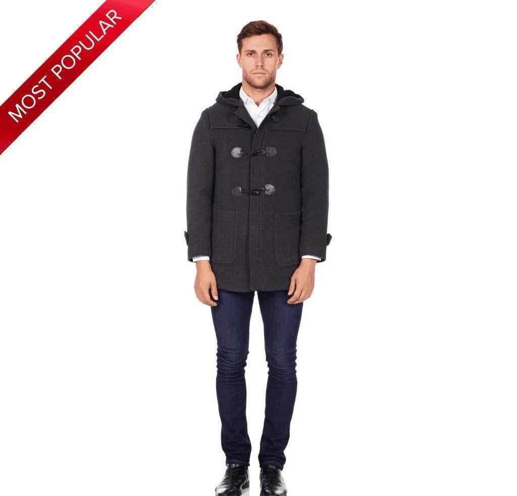 CLAREMONT - Mens Wool Blend Hooded Duffle Coat