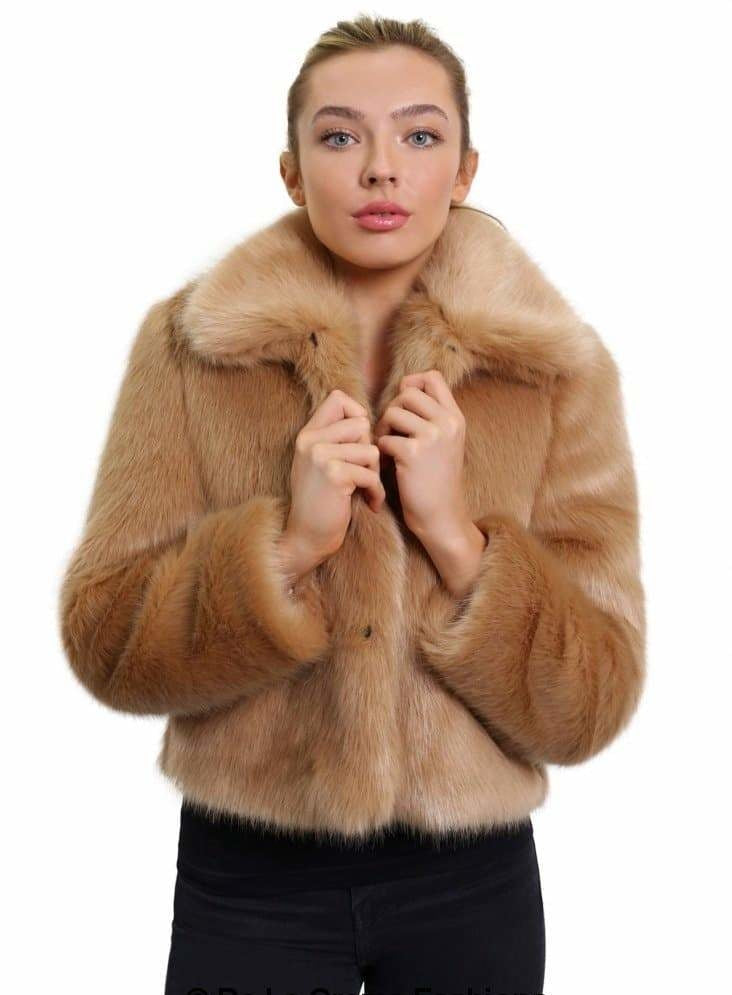 Womens Faux Fur Cropped Aviator Bomber