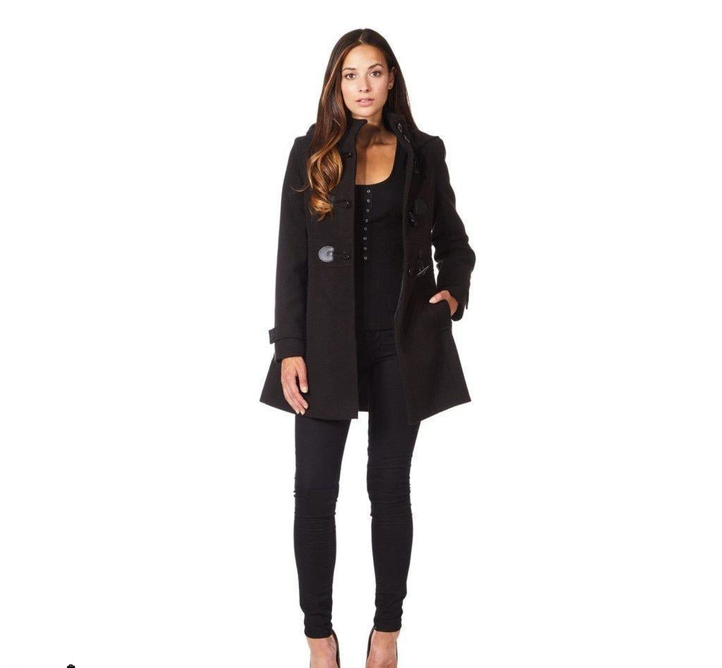 Hooded Toggle Fastened Slim Fit Coat
