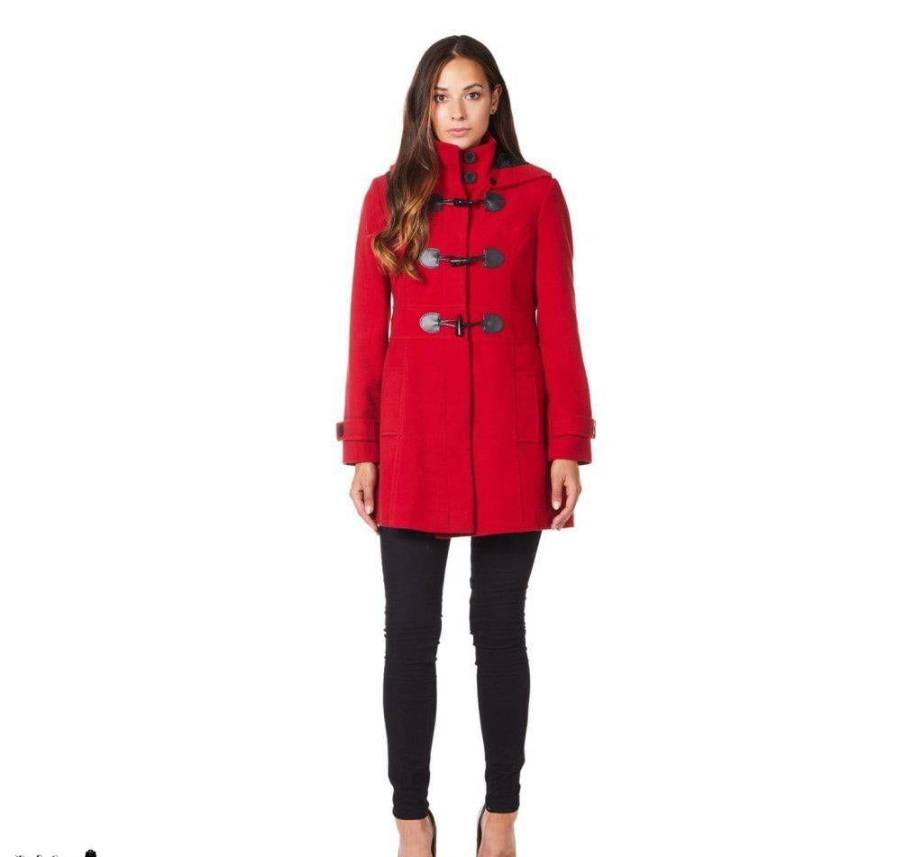 Hooded Toggle Fastened Slim Fit Coat