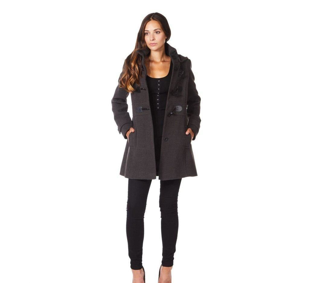 Hooded Toggle Fastened Slim Fit Coat
