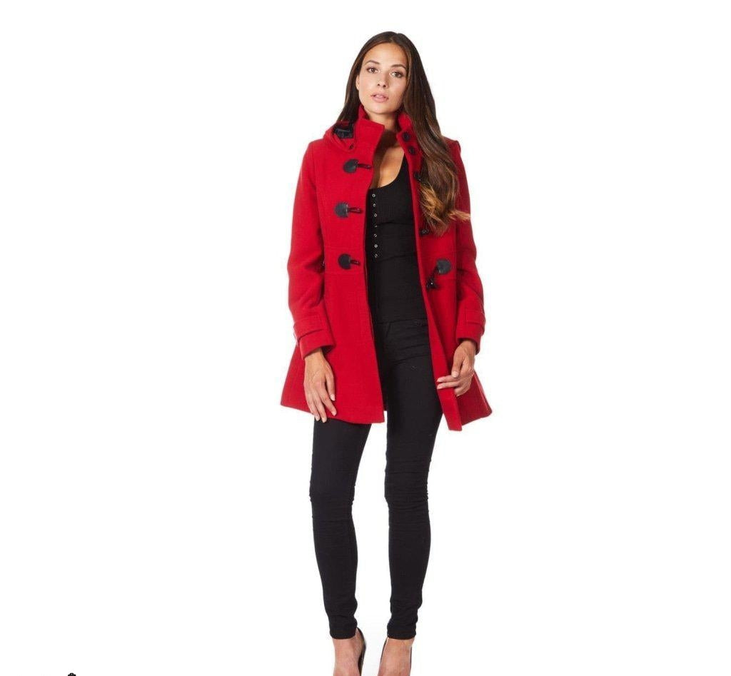 Hooded Toggle Fastened Slim Fit Coat