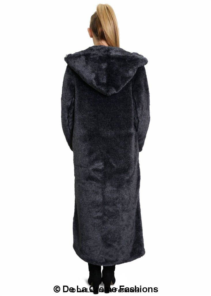 Womens Iconic Faux Fur Hooded Long Coat