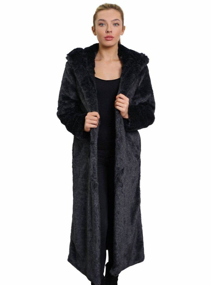 Womens Iconic Faux Fur Hooded Long Coat