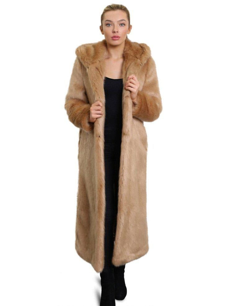 Womens Iconic Faux Fur Hooded Long Coat