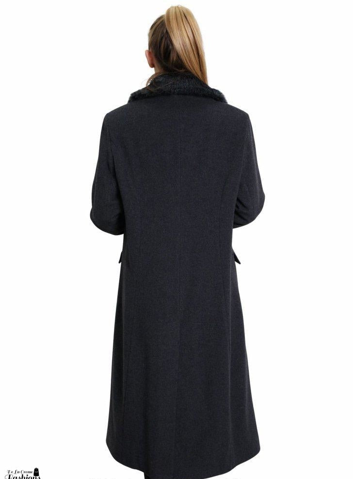 Oversized Faux Fur Collar Long Coat