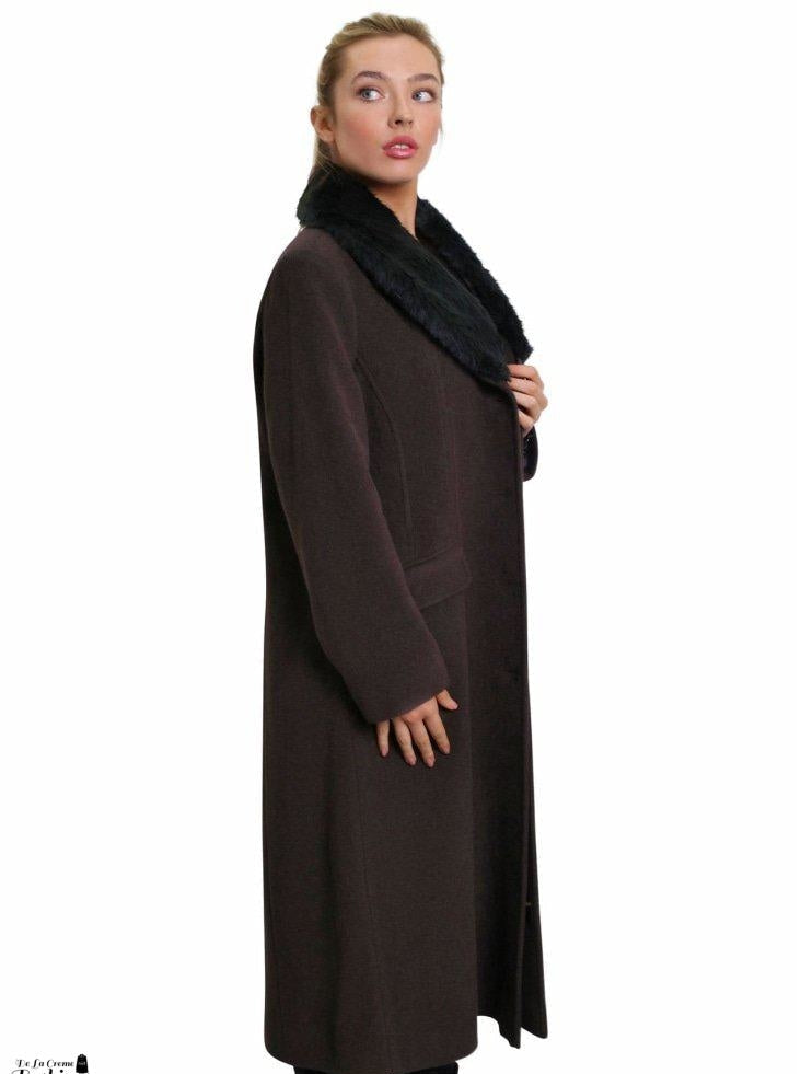 Oversized Faux Fur Collar Long Coat
