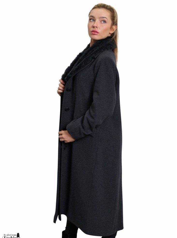 Oversized Faux Fur Collar Long Coat