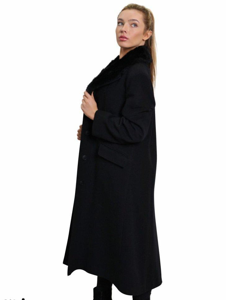 Oversized Faux Fur Collar Long Coat