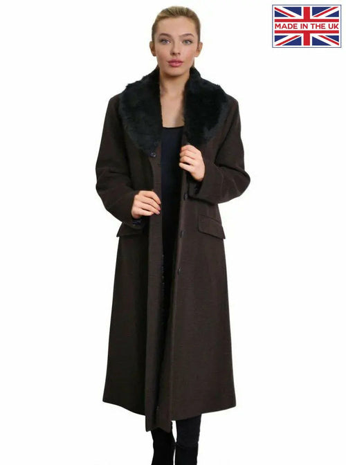Oversized Faux Fur Collar Long Coat