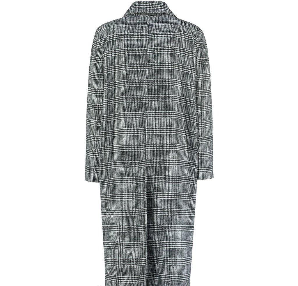 Womens Prince Of Wales Check Wrap Long Coat