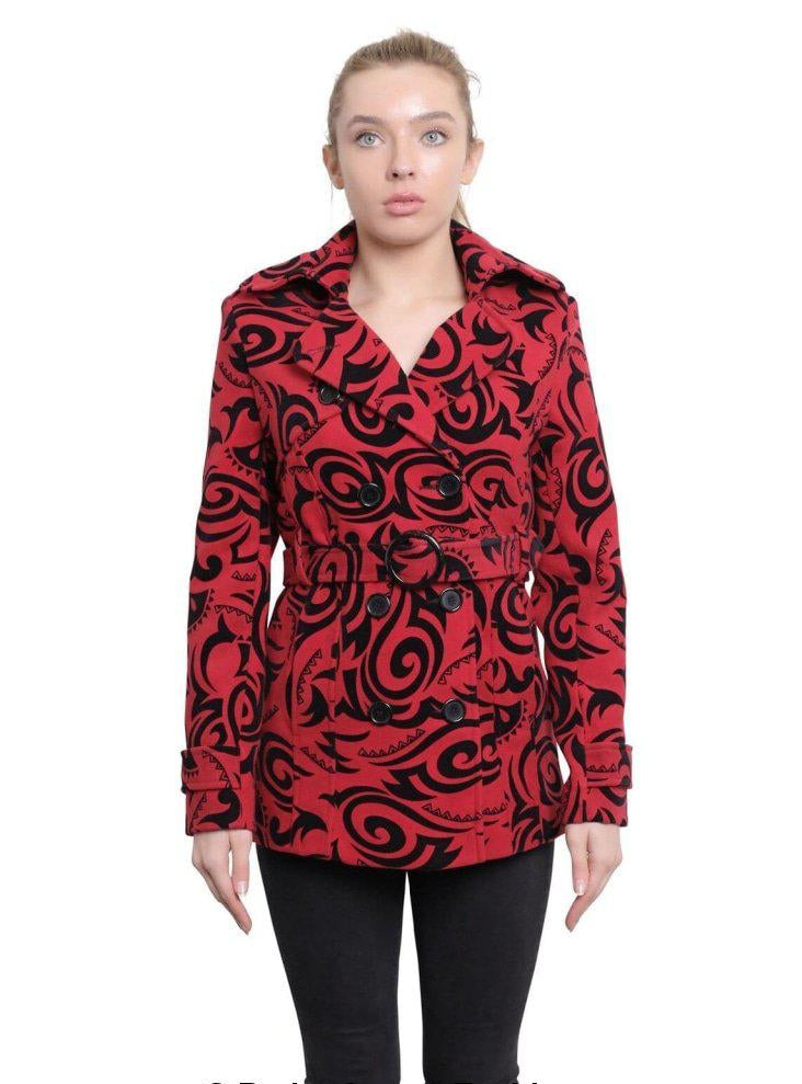 Womens Tribal Print Double Breasted Short Coat
